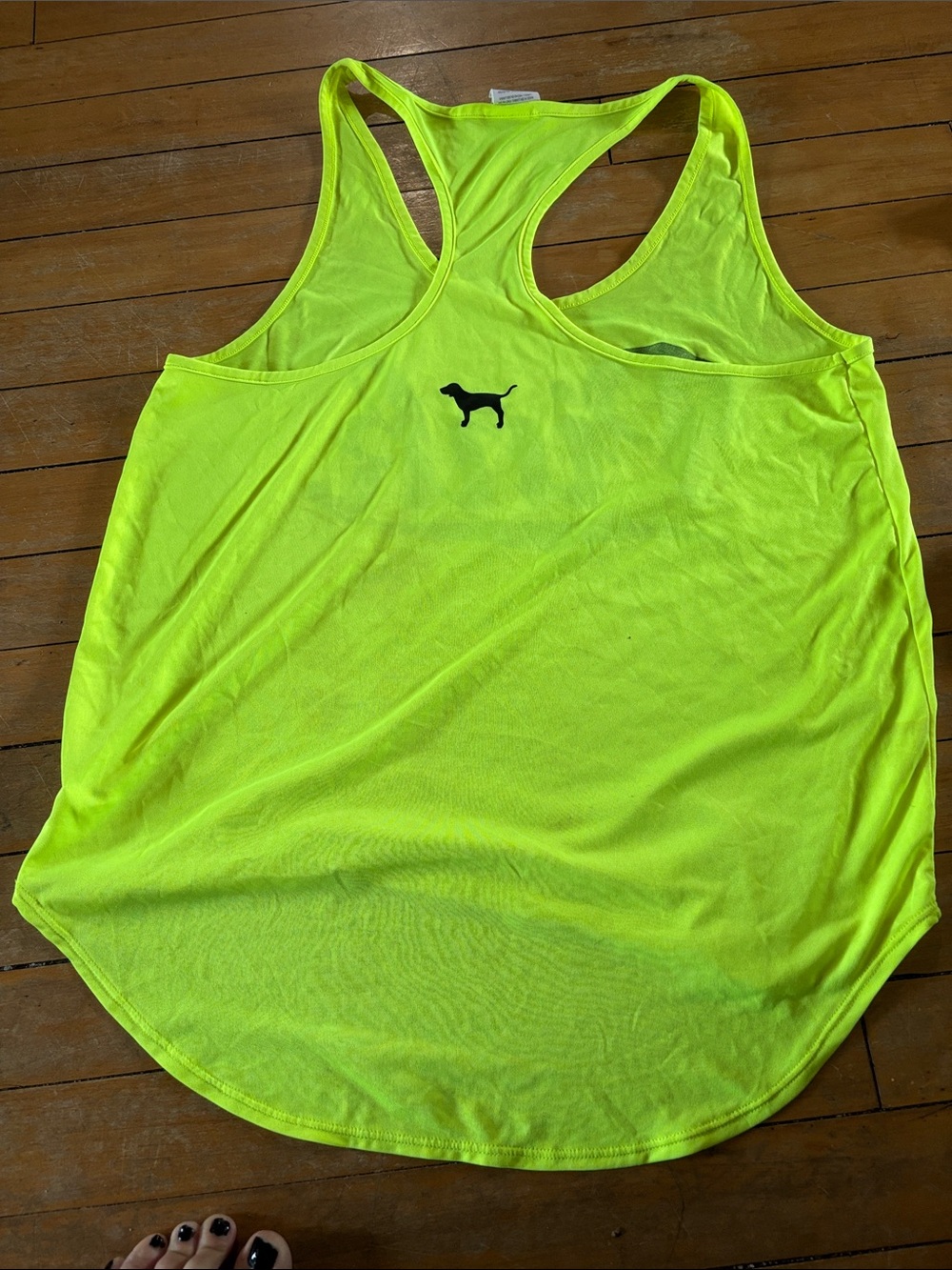 PINK Victoria's Secret Neon Yellow and White Racerback Tank - Picture 5 of 6
